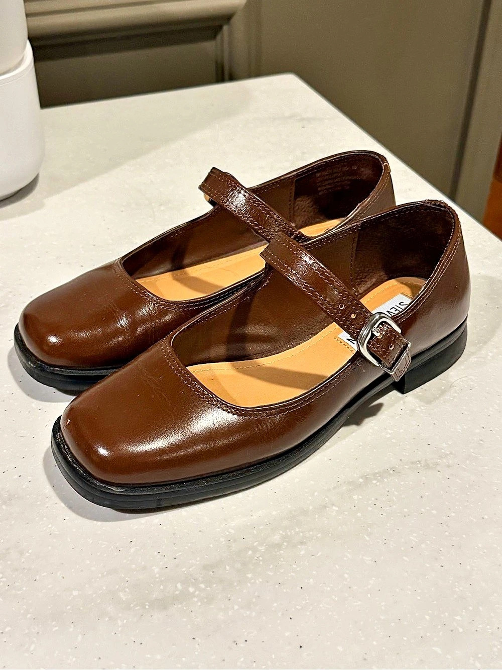 Steve Madden DELANCY Brown Leather Mary Janes